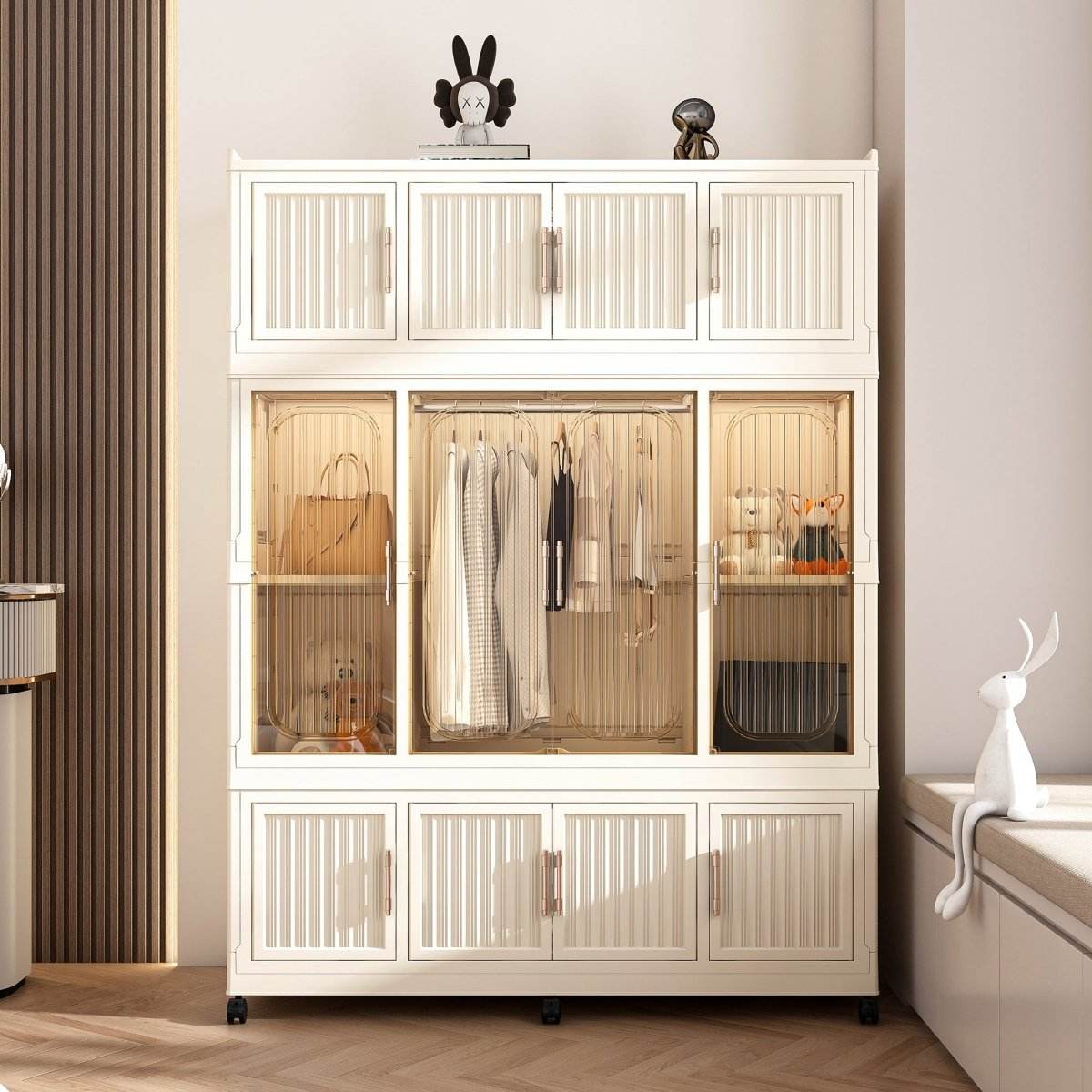 Portable Wardrobe Closet Organizer With Magnetic Doors - Sleep Galleria