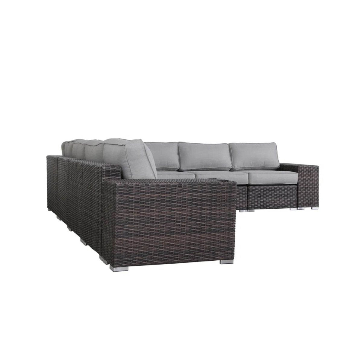 Premium Fully Assembled Wicker Outdoor Sectional Lounge Set - Driftwood - Omega Lifestyles
