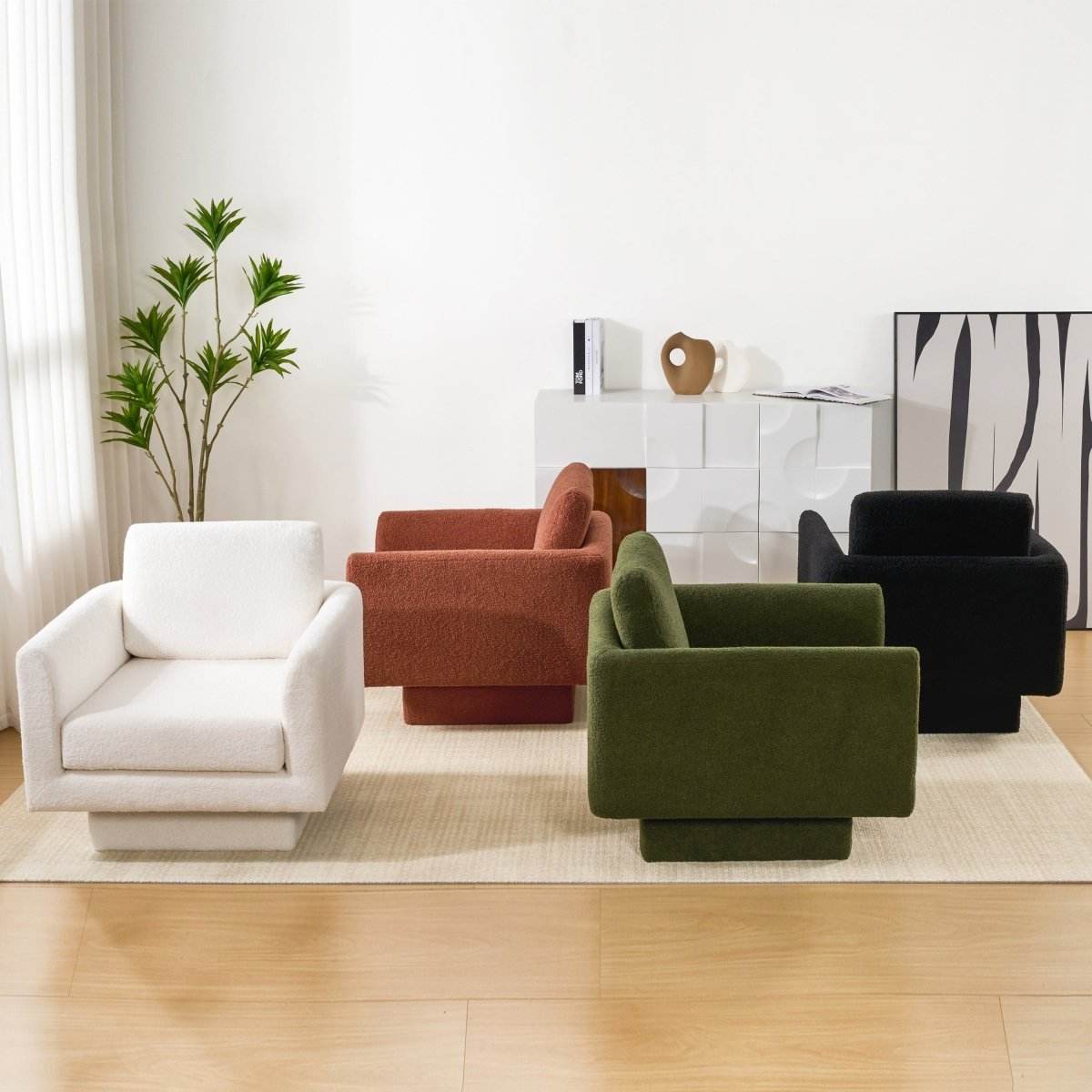 Premium Sherpa Boucle 360-Degree Swivel Accent Chair - Sleep Galleria