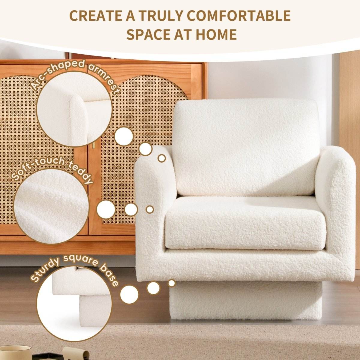 Premium Sherpa Boucle 360-Degree Swivel Accent Chair - Sleep Galleria