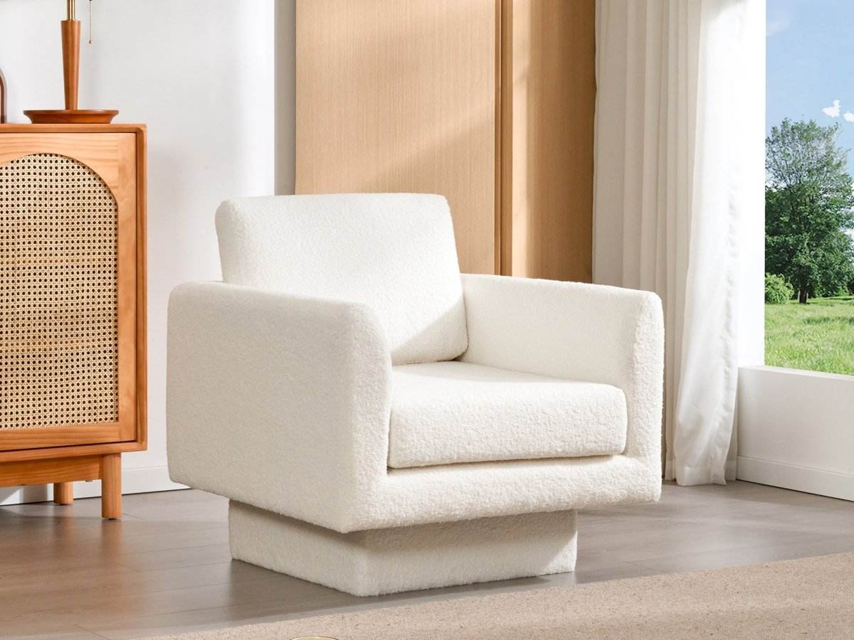 Premium Sherpa Boucle 360-Degree Swivel Accent Chair - Sleep Galleria