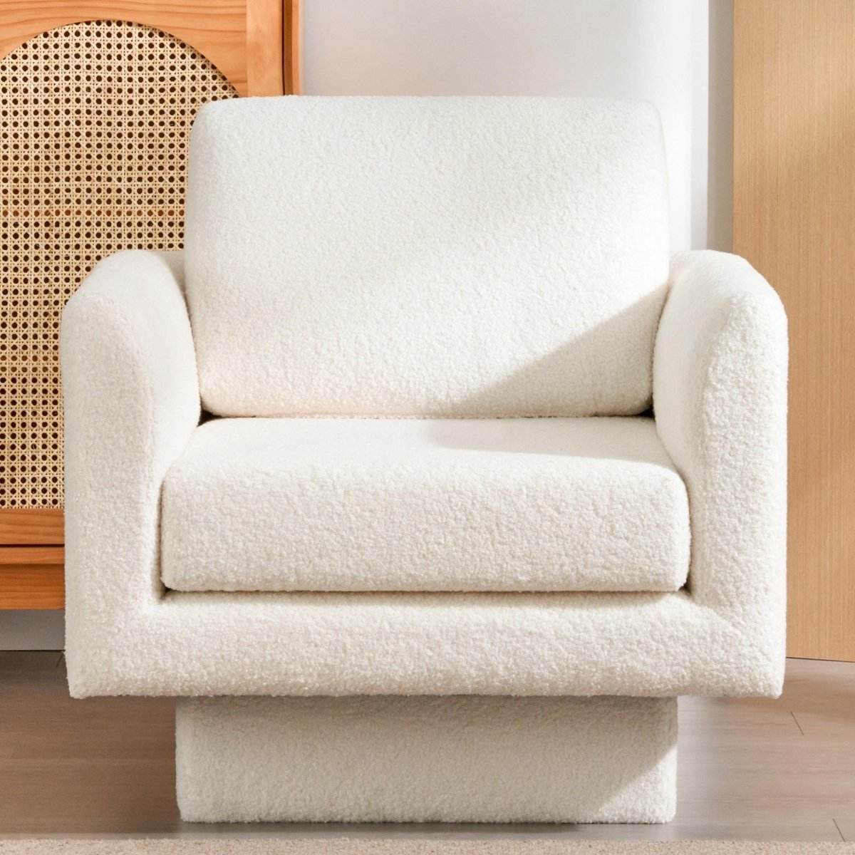 Premium Sherpa Boucle 360-Degree Swivel Accent Chair - Sleep Galleria