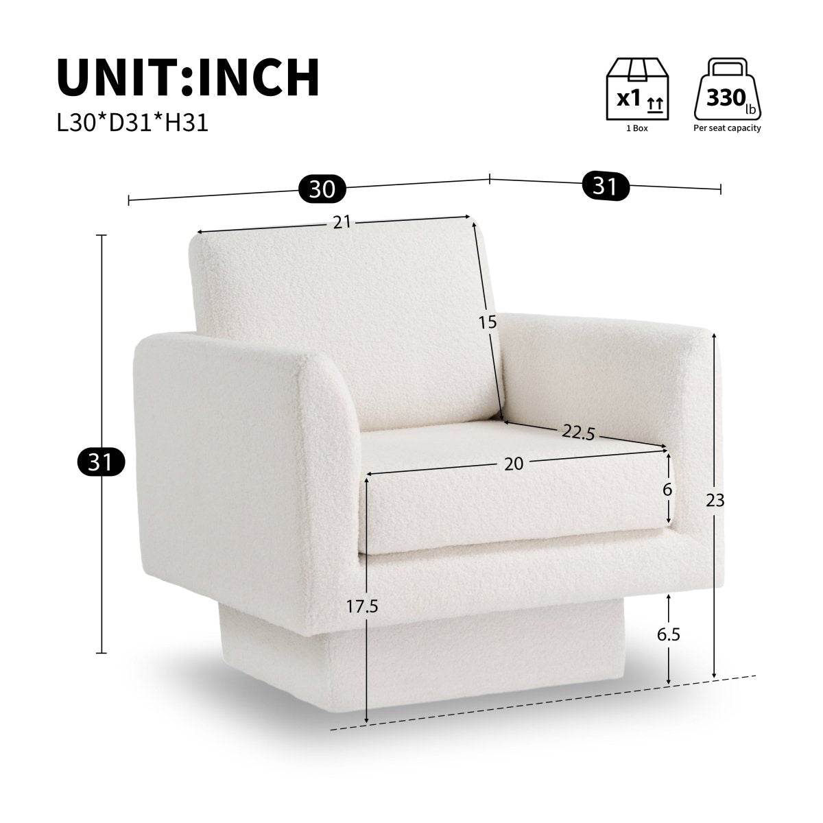 Premium Sherpa Boucle 360-Degree Swivel Accent Chair - Sleep Galleria