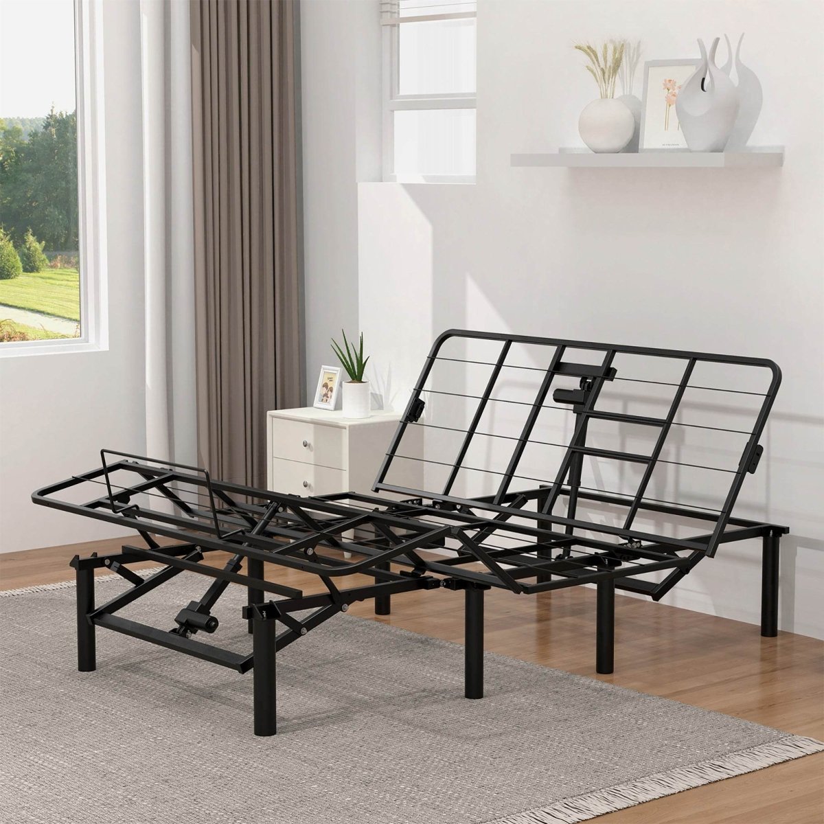 Queen Adjustable Bed Base Frame With Dual USB Ports - Driftwood - Omega Lifestyles