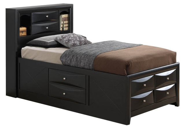 Queen Black Particle Board Storage Bed Frame With Modern Design - Omega Lifestyles