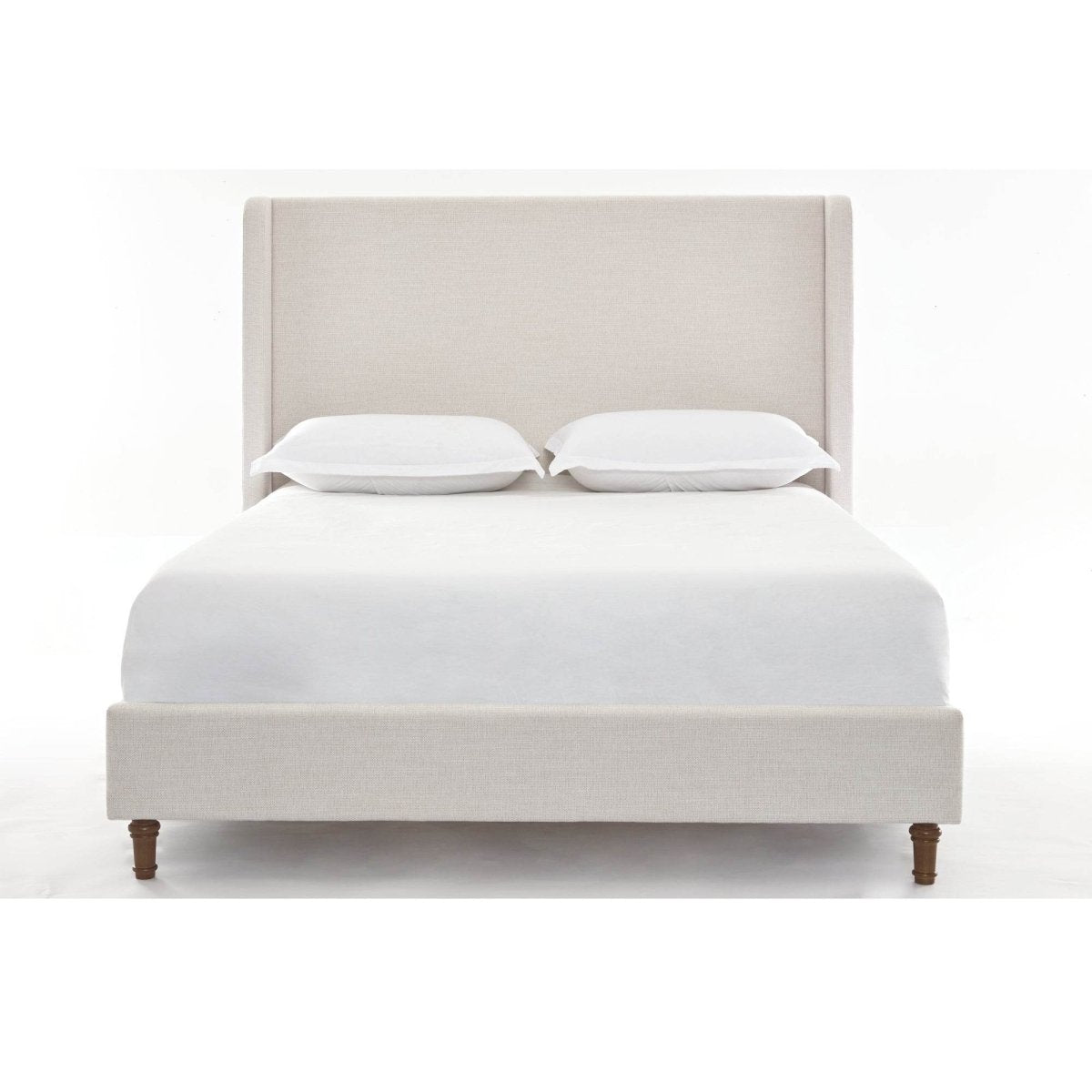 Queen Contemporary Upholstered Wingback Bed Frame - Driftwood - Omega Lifestyles