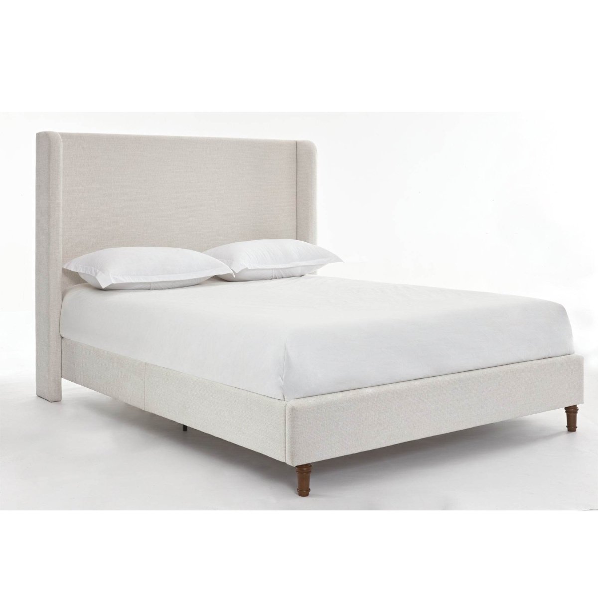 Queen Contemporary Upholstered Wingback Bed Frame - Driftwood - Omega Lifestyles