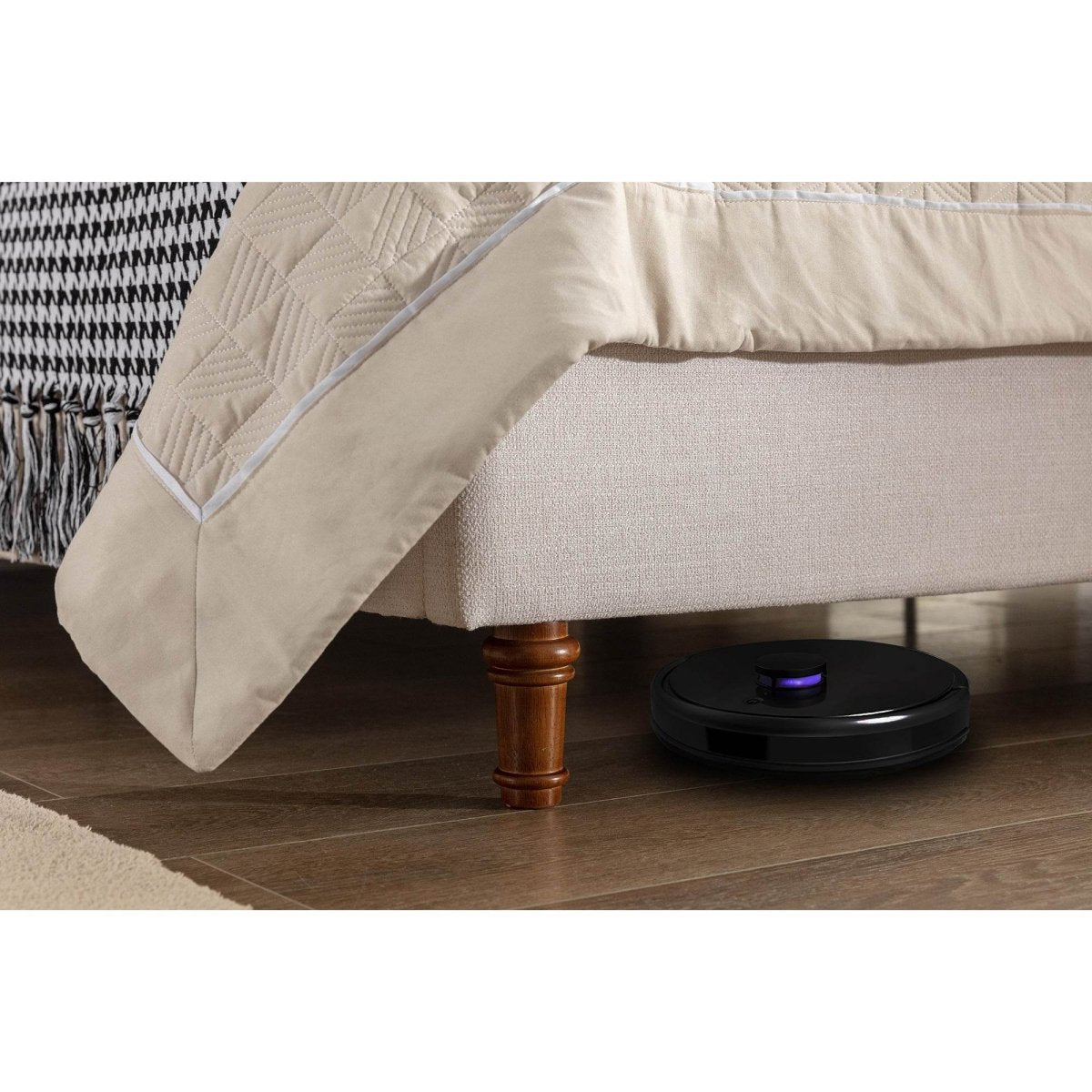 Queen Contemporary Upholstered Wingback Bed Frame - Driftwood - Omega Lifestyles