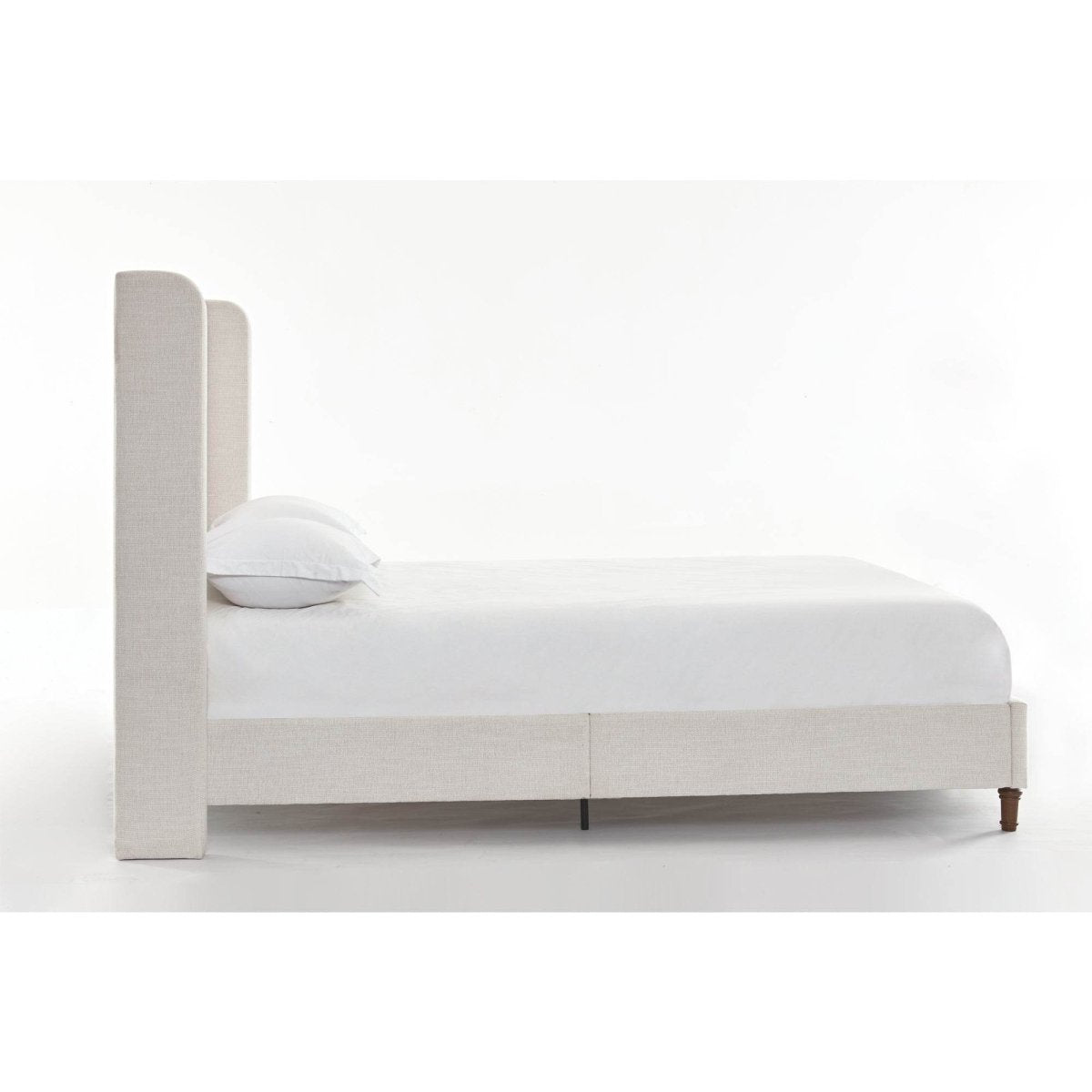 Queen Contemporary Upholstered Wingback Bed Frame - Driftwood - Omega Lifestyles