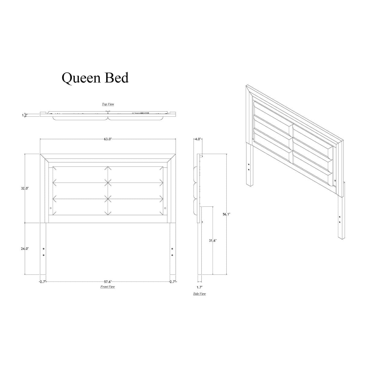 Queen Farmhouse Solid Wood MDF Storage Bed Frame - Driftwood - Omega Lifestyles