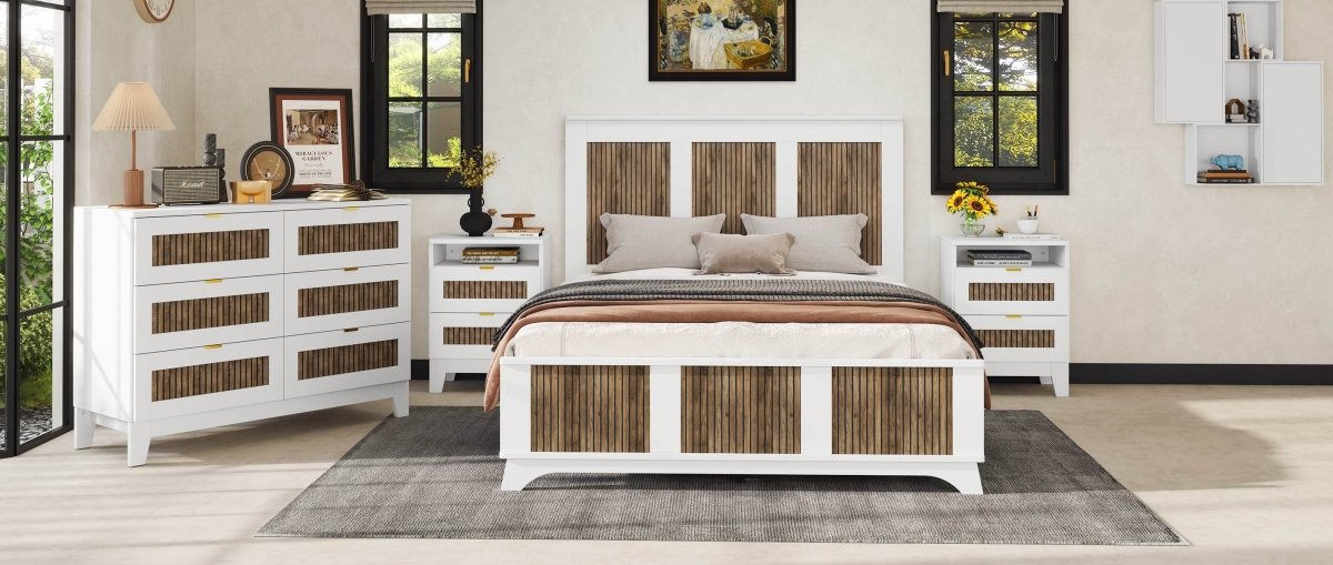 Queen Farmhouse Wooden Platform Bed With Plywood Slats - Driftwood - Omega Lifestyles