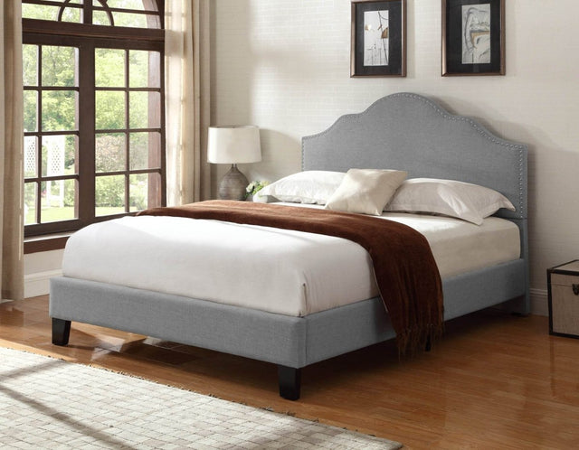 Queen Gray Upholstered Solid Wood Bed Frame - Omega Lifestyles