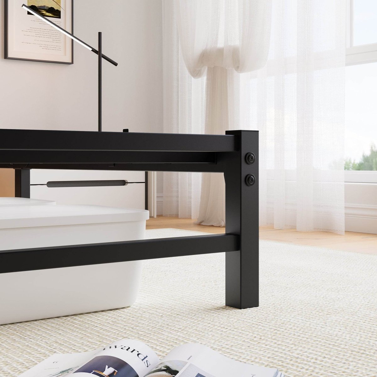 Queen Metal And Wood Bed Frame With RGB Lights - Driftwood - Omega Lifestyles