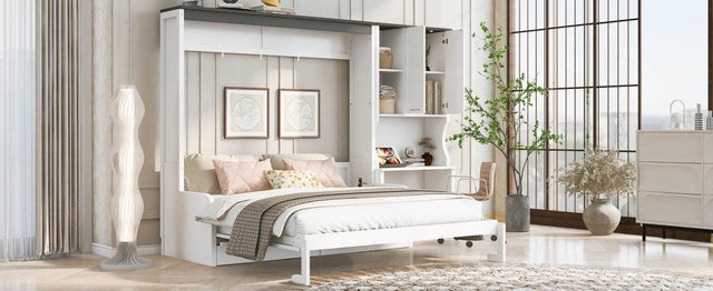 Queen Multi-Functional Murphy Bed With Sofa Desk Storage - Omega Lifestyles