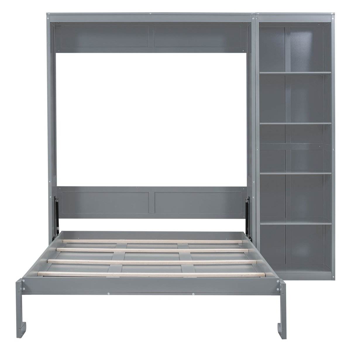 Queen Murphy Wall Bed With Shelves Solid Wood - Sleep Galleria