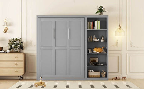 Queen Murphy Wall Bed With Shelves Solid Wood - Sleep Galleria