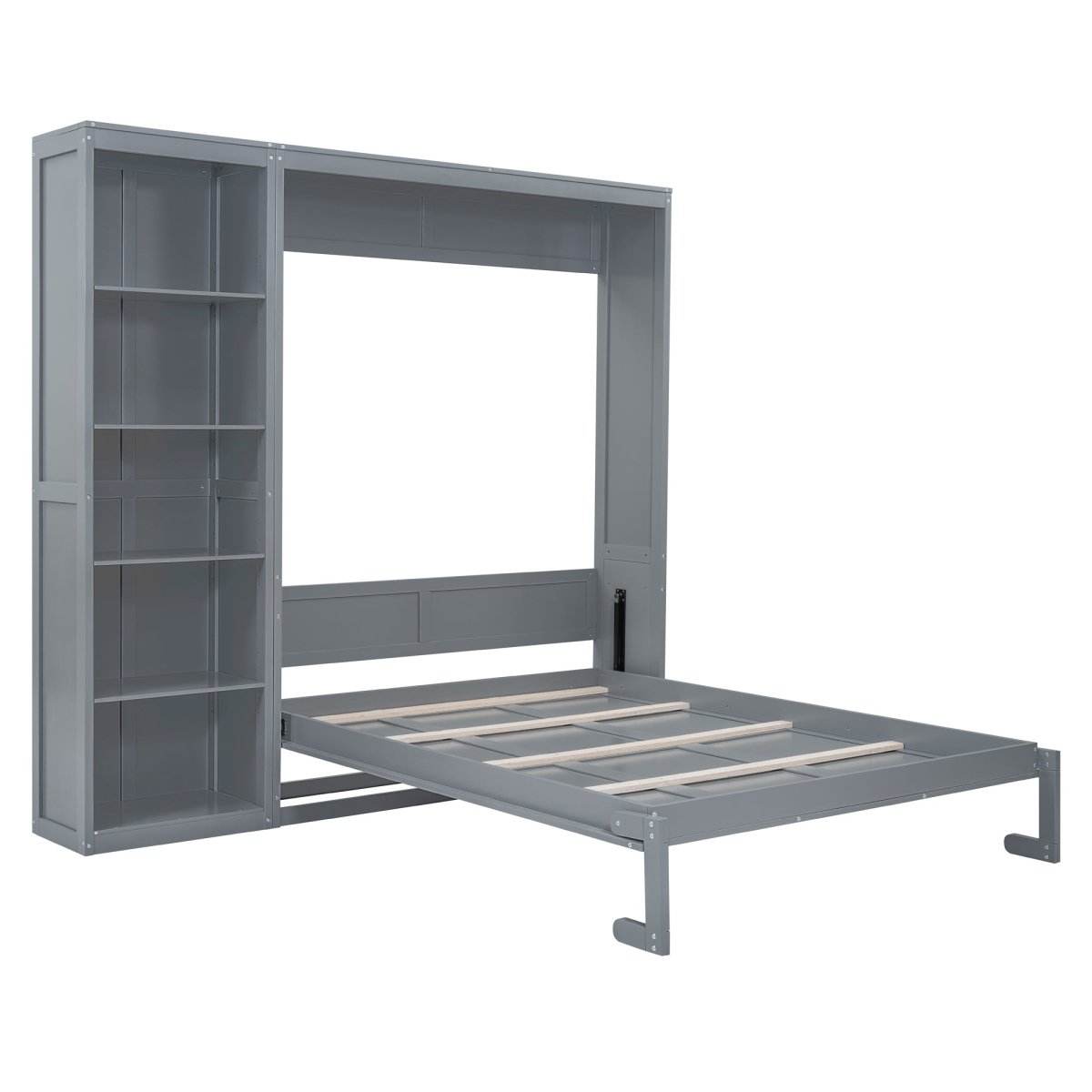 Queen Murphy Wall Bed With Shelves Solid Wood - Sleep Galleria