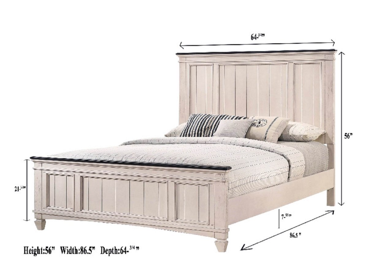 Queen Rustic Two - Tone Wood Panel Bed Frame - Driftwood - Omega Lifestyles