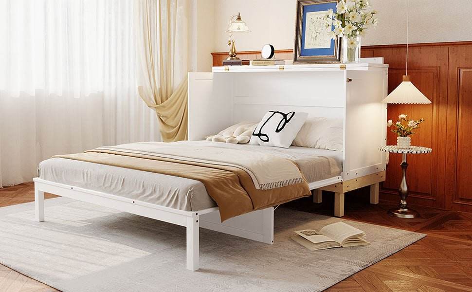 Queen Space-Saving Solid Wood Murphy Bed Frame - Sleep Galleria