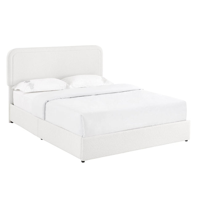 Queen Upholstered Boucle Storage Bed Frame With Drawers - Omega Lifestyles