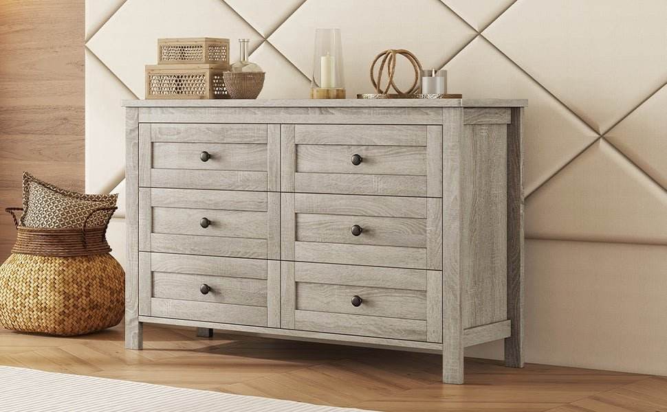 Retro Farmhouse Style Antique Gray Wooden Dresser - Sleep Galleria