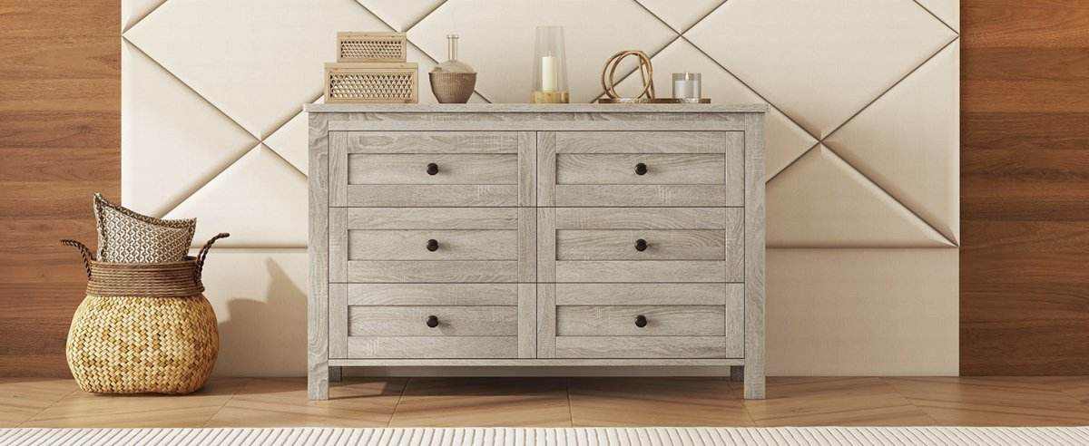 Retro Farmhouse Style Antique Gray Wooden Dresser - Sleep Galleria