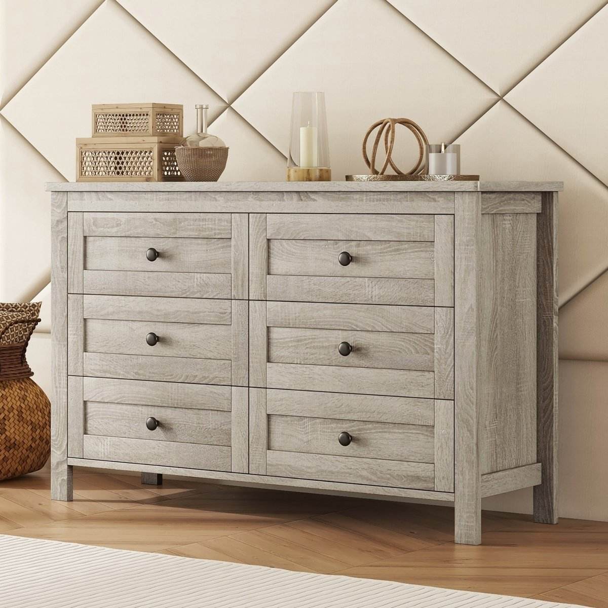 Retro Farmhouse Style Antique Gray Wooden Dresser - Sleep Galleria