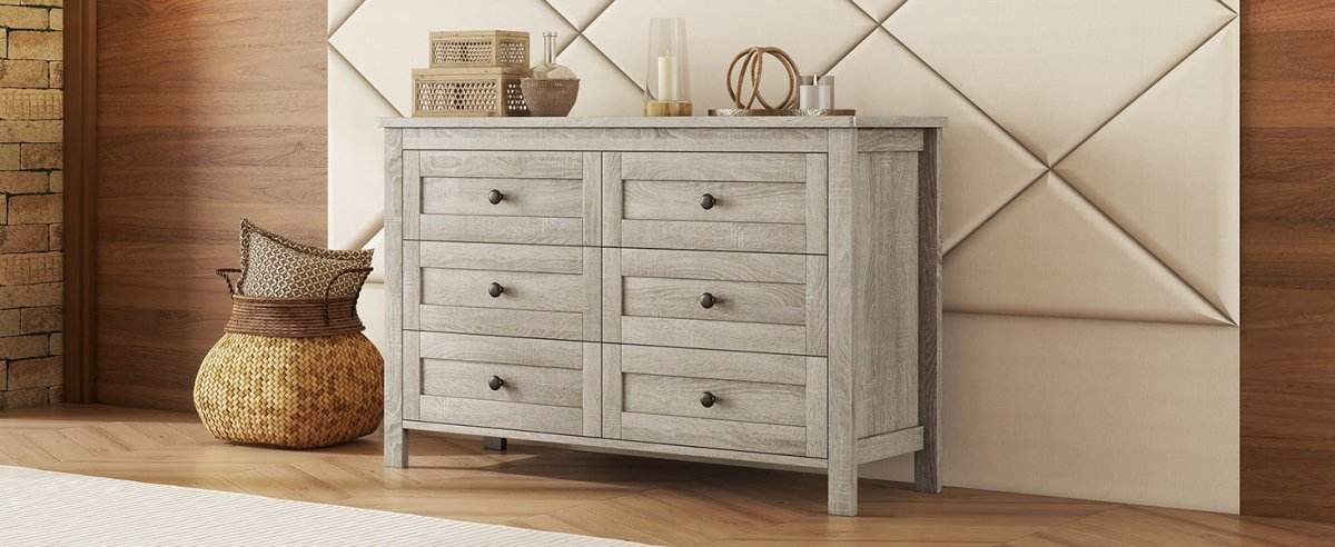 Retro Farmhouse Style Antique Gray Wooden Dresser - Sleep Galleria