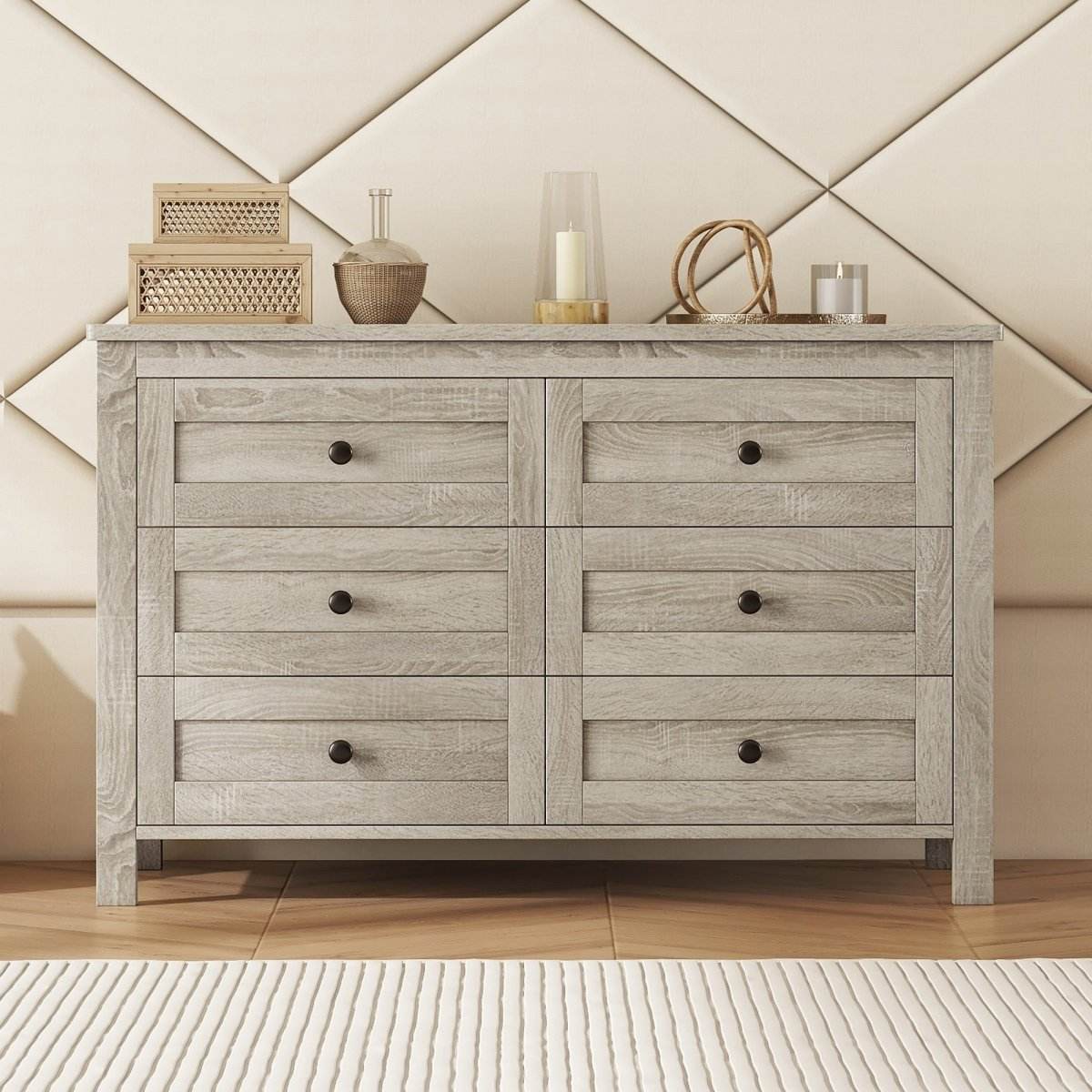 Retro Farmhouse Style Antique Gray Wooden Dresser - Sleep Galleria