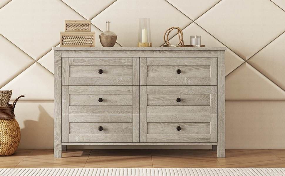 Retro Farmhouse Style Antique Gray Wooden Dresser - Sleep Galleria