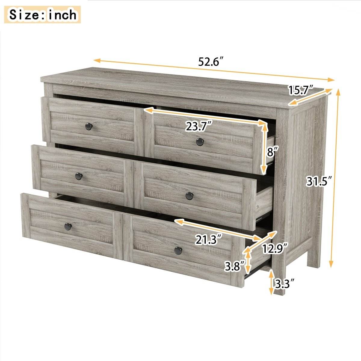 Retro Farmhouse Style Antique Gray Wooden Dresser - Sleep Galleria