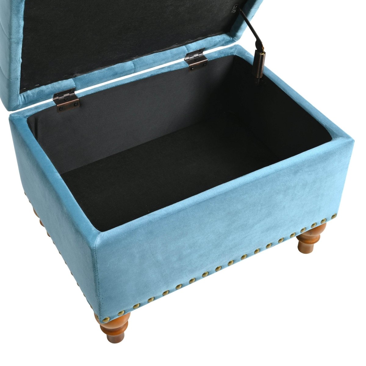 Retro-Style Velvet Upholstered Storage Ottoman With Rivets - Sleep Galleria