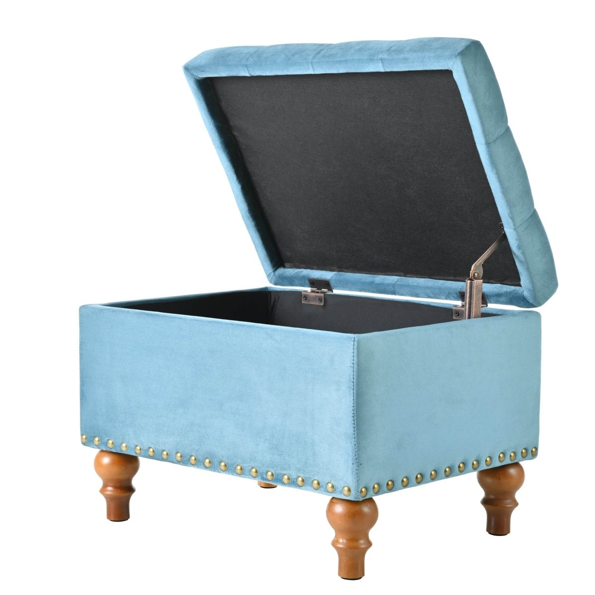 Retro-Style Velvet Upholstered Storage Ottoman With Rivets - Sleep Galleria