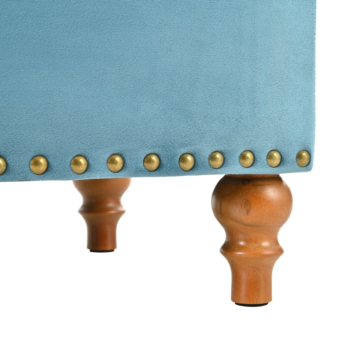 Retro-Style Velvet Upholstered Storage Ottoman With Rivets - Sleep Galleria