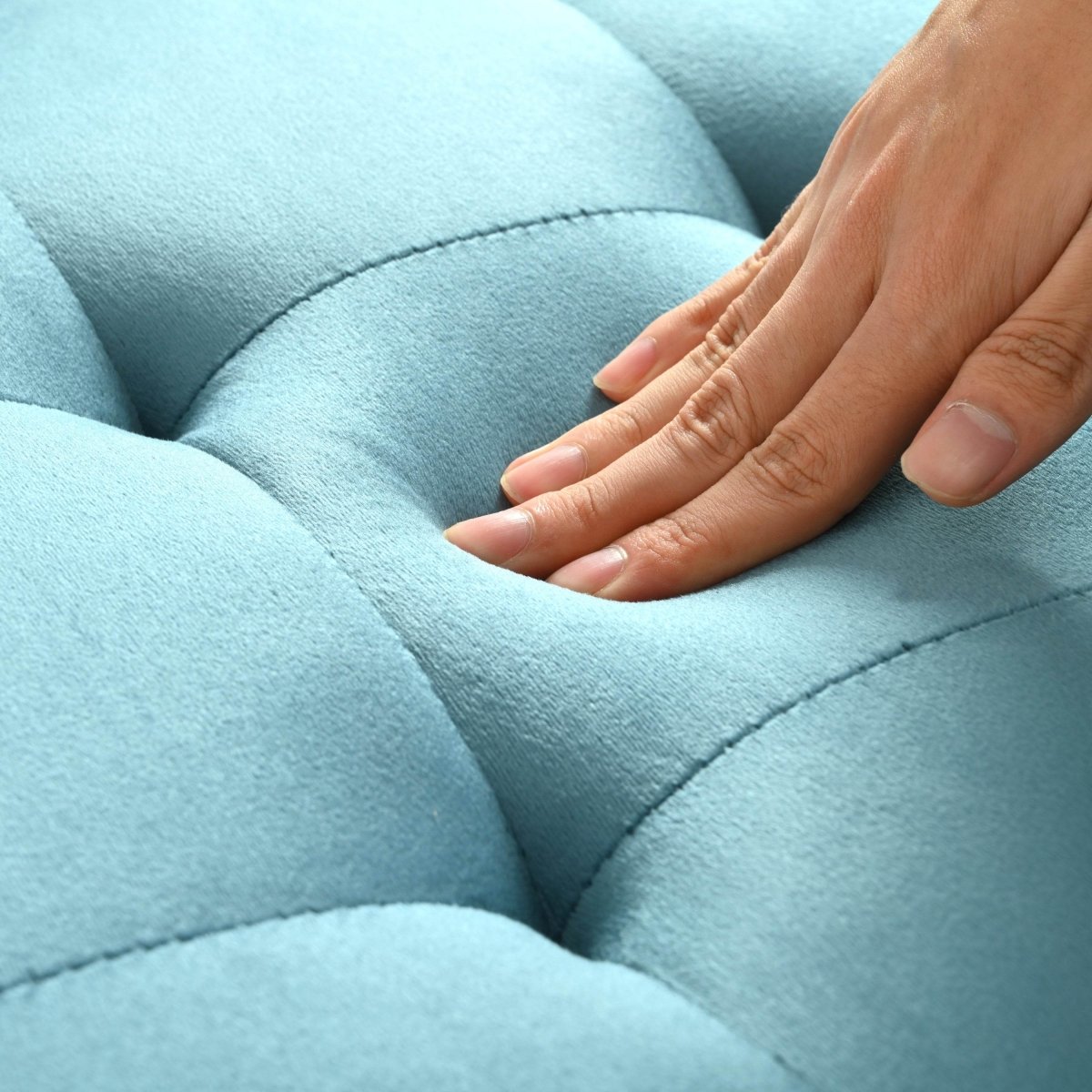 Retro-Style Velvet Upholstered Storage Ottoman With Rivets - Sleep Galleria