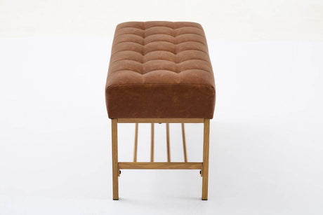 Retro Upholstered Brown Storage Ottoman Bench With Shelf - Sleep Galleria