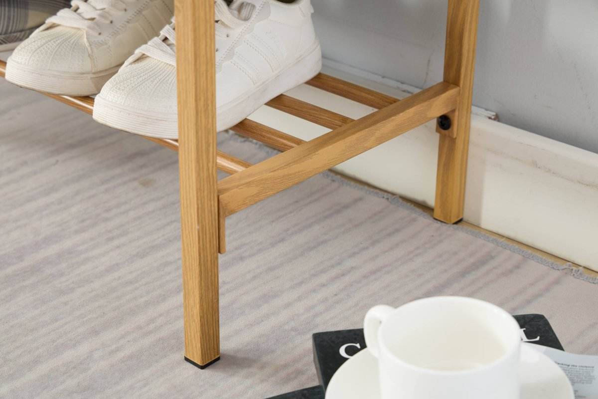 Retro Upholstered Brown Storage Ottoman Bench With Shelf - Sleep Galleria