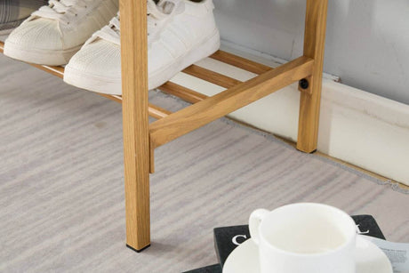 Retro Upholstered Brown Storage Ottoman Bench With Shelf - Sleep Galleria