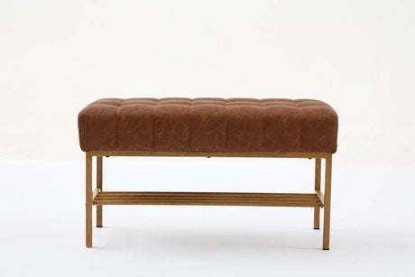 Retro Upholstered Brown Storage Ottoman Bench With Shelf - Sleep Galleria