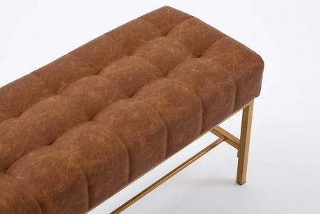 Retro Upholstered Brown Storage Ottoman Bench With Shelf - Sleep Galleria