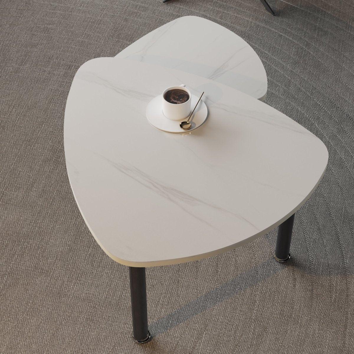 Rotatable Modern White Sintered Stone Top Coffee Table - Omega Lifestyles