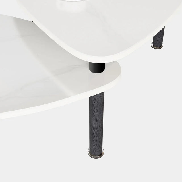 Rotatable Modern White Sintered Stone Top Coffee Table - Omega Lifestyles