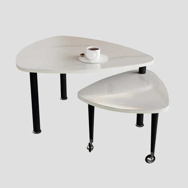 Rotatable Modern White Sintered Stone Top Coffee Table - Omega Lifestyles