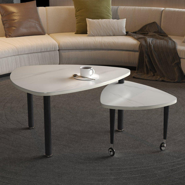 Rotatable Modern White Sintered Stone Top Coffee Table - Omega Lifestyles