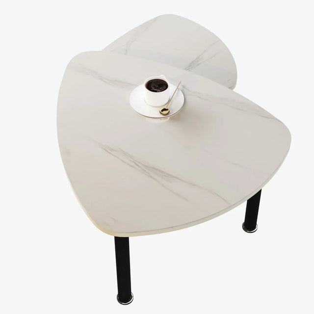 Rotatable Modern White Sintered Stone Top Coffee Table - Omega Lifestyles