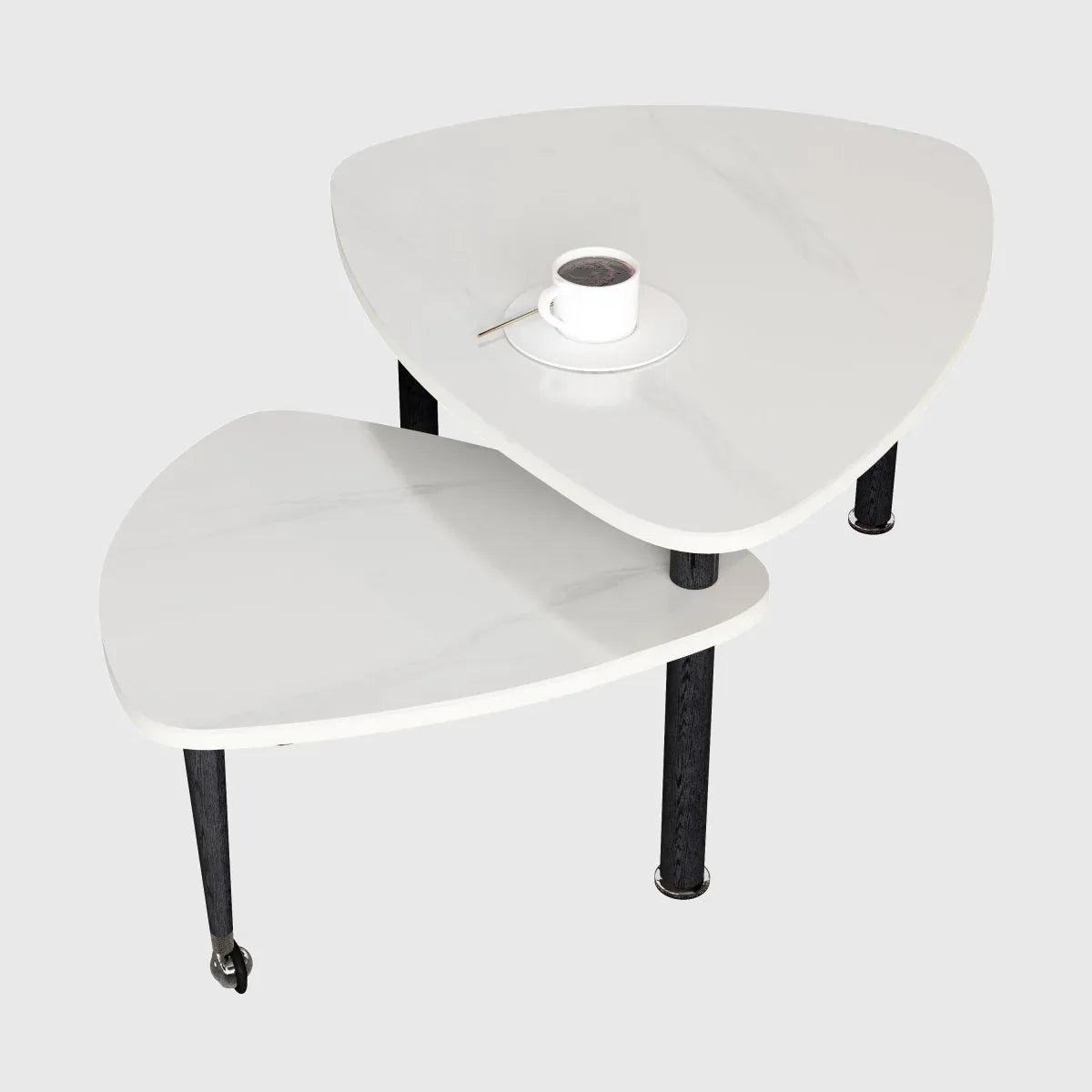Rotatable Modern White Sintered Stone Top Coffee Table - Omega Lifestyles