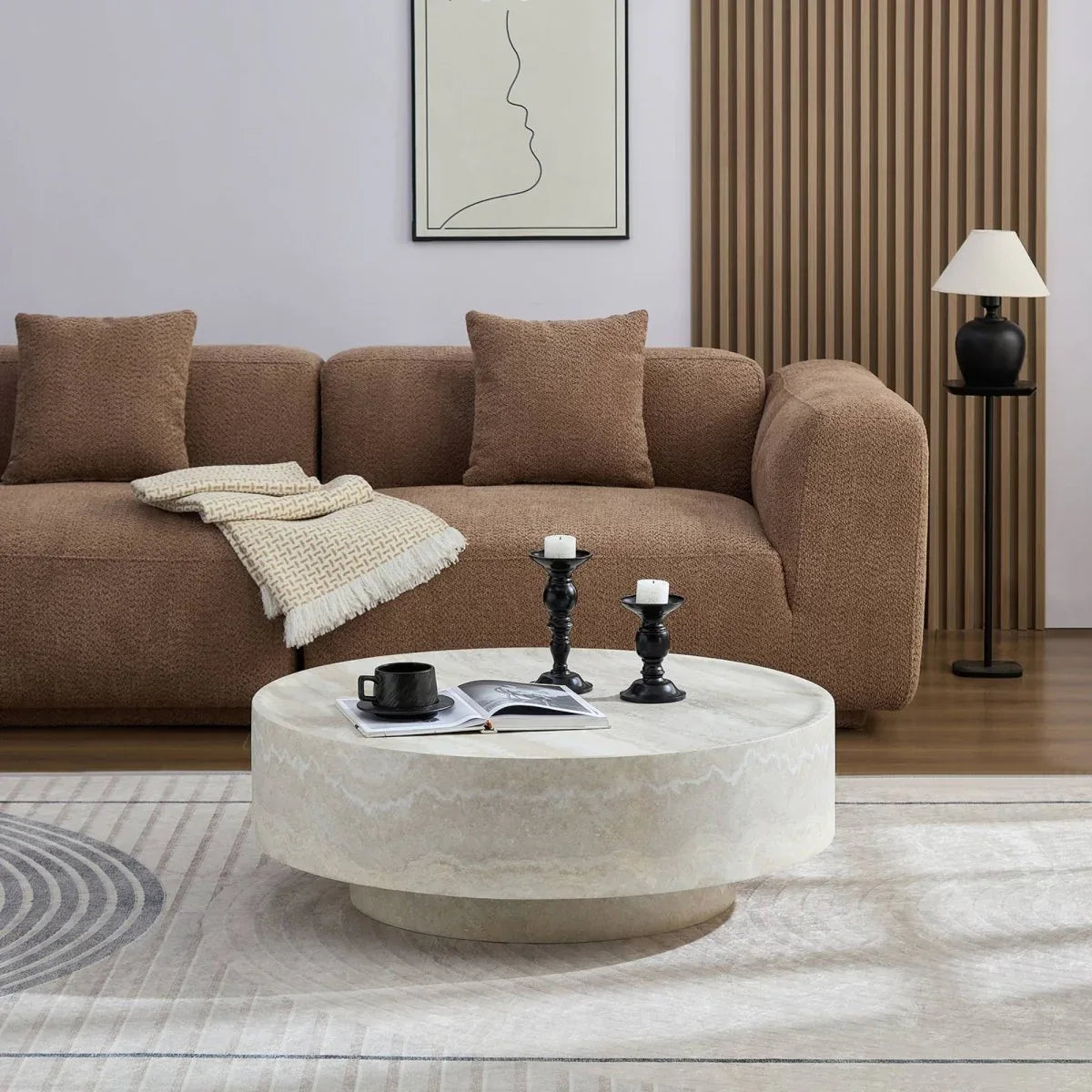 Round Fiberglass Durable Coffee Table With Open Storage - Omega Lifestyles