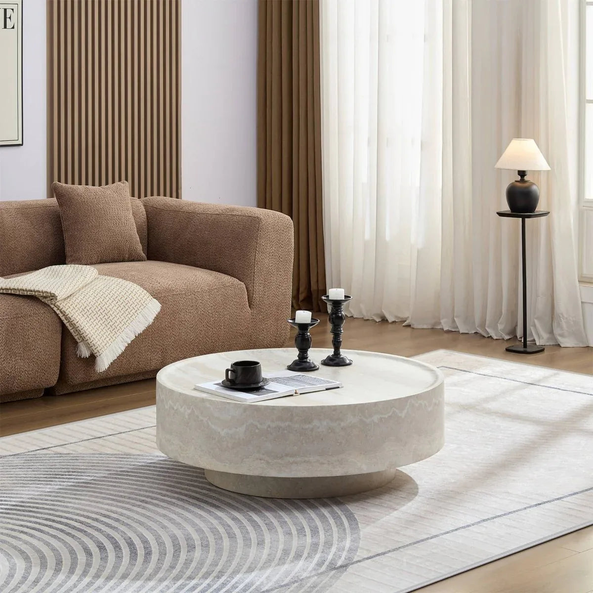 Round Fiberglass Durable Coffee Table With Open Storage - Omega Lifestyles