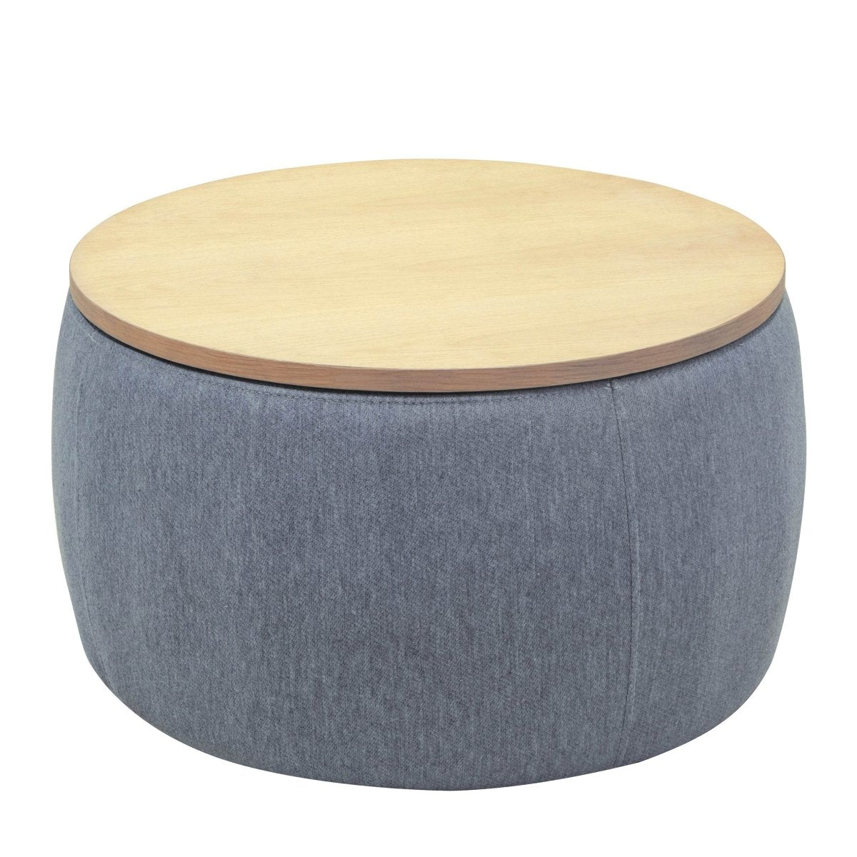 Round Storage Ottoman With Removable Linen Top - Sleep Galleria