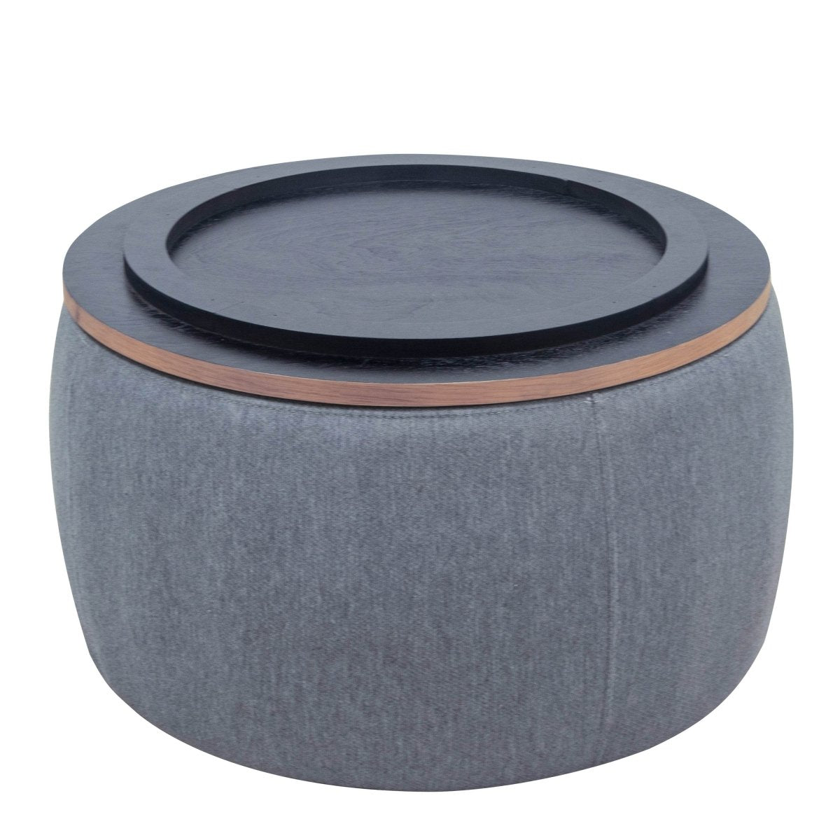 Round Storage Ottoman With Removable Linen Top - Sleep Galleria